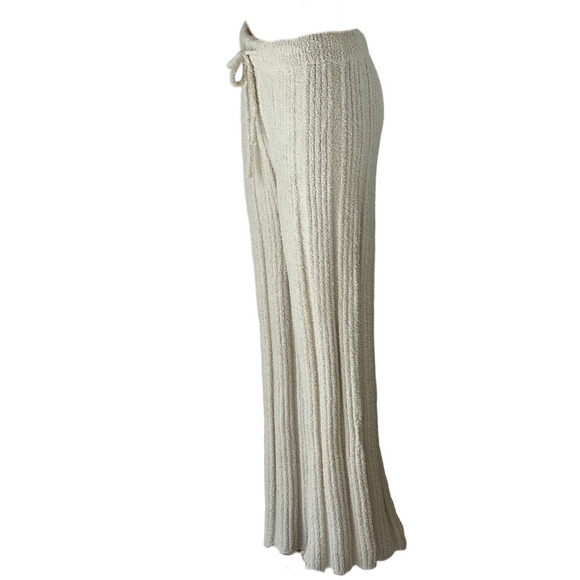 Solid Ribbed Knit Blanket Pants in Ivory - Picture 3 of 5